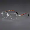 Nuevo Armazón de Lentes para Miopía Sin Marco para Hombres y Mujeres, Graduación Disponible, Bloqueo de Luz Azul, Fotocromático, Sin Marco, Cara Grande, Refinado 0658-109
