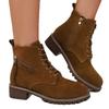 Botas Femininas de Tamanho Grande Transfronteiriças 2025 Novas Botas Curtas Retrô Salto Grosso Feminino Bico Redondo Zíper Lateral Estilo Britânico Calçados Femininos