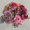 Flor artificial de peonía con núcleo de hortensia retro europea, ramo de simulación, venta al por mayor, decoración de escalera de boda, flor artificial, flor de seda