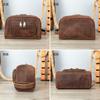 Bolso de Mano de Cuero Genuino de Alta Calidad de Amazon, Bolso de Almacenamiento Multifuncional, Bolsa Portátil para Productos de Cuidado de la Piel y Cosméticos, Neceser para Viajes de Negocios