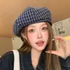 Gorra Octagonal Rayada Estilo Coreano, Gorra de Repartidor Tridimensional, Boina Artística Versátil para Primavera y Verano, Gorra de Pico Estilo Nuevo