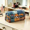 Bolsa de Maquillaje de Gran Capacidad Marca Privada Xiyin Temu con Estampado de Perro, Material de Felpa, Bolsa de Almacenamiento Multifuncional para Salidas