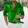 Camisa de Manga Larga de Moda Tendencia Estampado Digital 3D Nueva Primavera y Otoño Transfronteriza Aliexpress Fuente de Fábrica Estilo Coreano Corte Delgado