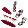 Wjia Nuevo Clip de Pato Doble de Bloques de Color a Cuadros Rojos y Blancos Clip para Flequillo Lateral Clip para el Cabello Accesorios para el Cabello