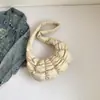 Bolsa Transversal Estilo Coreano Simples Plissada Lua Crescente Feminina Nova Moda Verão 2024 Bolsa Nuvem de Ombro para o Dia a Dia