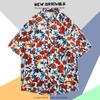 Camisa de Manga Corta de Seda Helada de Verano para Hombre, Camisa Floral Playera de Tendencia Nacional Hawaiana, Camisa Versátil de Estilo Hong Kong Holgado Japonés para Hombre