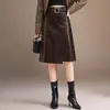 Moderna Falda de Cuero PU de Cocodrilo para Mujer, Nueva Colección Otoño 2026, Falda Bodycon de Cintura Alta Adelgazante, Elegante Falda Línea A para el Trabajo