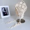 Chapéu de princesa de crochê feito à mão com contas de madeira boêmia para mulheres, chapéu de tricô quente para outono e inverno, chapéu de lã estilo floresta intelectual, moderno