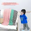 Pantalones Nuevos para Niñas 2024 Primavera y Verano Moda Tablero de Ajedrez Pantalones de Pierna Ancha Pantalones Rectos de Seda de Hielo para Niños