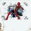 Pegatinas de Pared de Dibujos Animados Anime Spiderman Decoración de Graffiti para Habitación Infantil Pegatina Autoadhesiva de PVC de Dibujos Animados 3D Pared Rota Extraíble