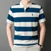 Camisas Polo Rayadas de Manga Corta para Hombres Jóvenes y de Mediana Edad Camisetas Sueltas de Verano para Hombre con Cuello Bordado Manga Media Hombre t Al por Mayor