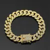 Venta Caliente Transfronteriza de Amazon Pulsera Cubana de 13 mm Aleación Completa de Diamante Broche de Bigote de Dragón Pulsera Hip-Hop Joyería Europea y Americana Venta al por Mayor