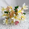 Flor artificial color otoño decoración margarita pequeña flor falsa arreglo flor de seda simulación boda mini lirio narciso jade