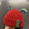 Gorro de Punto de Bebé Dinosaurio Otoño e Invierno Grueso Cálido Gorro de Punto para Niños y Niñas Neutral Protección para los Oídos Gorro a Prueba de Viento Estilo Lindo