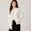 Suéter 100% Cachemir Puro Cuello Redondo Cardigan de Punto Trenzado Grueso Cálido Ropa de Abrigo Elegante Simple Versátil Prendas de Punto Adelgazantes