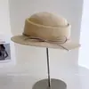 Elegante Sombrero de Copa con Lazo para Mujeres de Sociedad Otoño/Invierno Casual Versátil Gorro de Punto Temperamento Femenino de Moda Sombrero de Pescador
