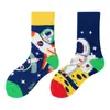 Calcetines originales de moda infantil AB color asimétrico dibujos animados longitud media otoño e invierno caramelos lindos calcetines de algodón para niños y niñas