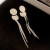 Pendientes de lentejuelas de dos piezas con aguja de plata, pendientes largos de borlas de metal estilo europeo y americano, pendientes nuevos sencillos de alta gama