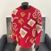 Suéter Festivo de Pareja Rojo de Moda con el Personaje'' para Invierno, Suéter de Punto Cómodo de Alta Gama para Hombre con Mangas Largas