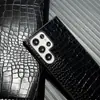 Funda de Teléfono Estilo Comercio Exterior con Patrón de Cocodrilo Adecuada para Samsung S25Ultra, Patrón de Piel de Lichi Tendencia S26, Estampado de Leopardo S24, A Prueba de Golpes