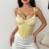Camisola de Malla Transparente Sexy con Espina de Pescado sin Espalda, Encaje de Empalme, Wrap de Chica Caliente Transfronterizo de Alta Gama