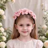 Diadema de Corona Artificial Transfronteriza para la Cabeza Flor de Malla Grande de Gasa Flor en el Centro Flor en el Centro Accesorios para el Cabello de Actuación para Niñas