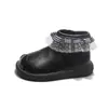 Botas de cuero para niñas estilo coreano, botines Chelsea infantiles de otoño, botines sencillos estilo princesa con ribete de encaje, zapatos de bebé, botines
