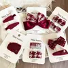 Grampo de Cabelo Infantil Lã Vermelho Vinho Laço Ano Novo Grampo Lateral Grampo para Franja