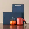 Caneca de Viagem com Alça de Madeira, Copo de Escritório com Tampa, Filtro Interno, Separação de Chá e Água, Copo de Água de Cerâmica Fosca, Presente Corporativo
