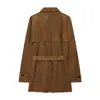 Comércio exterior transfronteiriço 2026 novo estilo europeu e americano outono trench coat de camurça sintética com cinto top 4968028