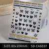 Pegatina de Relieve para Uñas 5D Delgada Resistente Tridimensional Adhesiva Pegatina para Uñas Flor Flor de Durazno Mariposa Rosa Blanca Negra Parche de Lazo