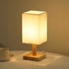 Lámpara de Mesa USB de Tela de Madera Maciza Escandinava Lámpara de Mesita de Noche para Dormitorio Estudio Dormitorio Control Remoto LED Mesita de Noche Regulable