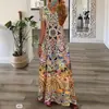 2025 Nuevo Vestido de Verano Geométrico Transfronterizo de Amazon con Mangas Cortas y Cuello en V Casual
