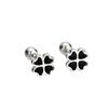 Pendientes de Plata S999 con Cierre de Rosca Pétalo de Trébol de Cuatro Hojas para Mujer, Moda Elegante, Corazón de Melocotón con Gota de Pegamento, Cuentas de Rosca, Joyería para Orejas