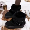 Botas de Nieve Talla Grande para Mujer Forradas de Polar Engrosadas Cálidas de Invierno Antideslizantes Impermeables Botas de Media Pantorrilla Suela Gruesa Zapatos de Algodón para Mujer