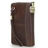 Clutch de Doble Cremallera de Cuero Lichi Ángel Negro con Protección Antirrobo RFID y Cepillo, Correa de Muñeca y Cierre de Contraseña, Bolsa de Viaje para Libreta
