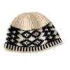 Gorro de Punto Estilo Coreano para Mujer, Moderno con Bloques de Color, Cálido para Otoño e Invierno, Gorro de Pescador, de Lana para Cabeza Grande, Hace que la Cara Parezca Más Pequeña