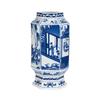 Cerâmica Jingdezhen Vaso Azul e Branco Hexagonal Arranjo de Flores Decoração de Sala de Estar Rack Antigo de Varanda Decoração Suave Gabinete de TV