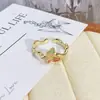 Anel Aberto Gota de Óleo Esmaltado Luz Luxo Alto Padrão Anel Caixa Cega Ao Vivo Vintage Estilo Palácio Flor