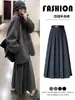 Falda de Traje de Otoño Talla Grande para Mujer mm Gordita Falda Plisada Cintura Alta Aspecto Adelgazante Falda Línea A Falda que Cubre la Cadera 7369 #