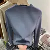 Fábrica de Suéteres Dalan Source Camiseta Básica Feminina Gola Alta Meia Manga Outono/Inverno 2026 Slim Fit Malha Versátil