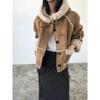 Abrigo Corto con Capucha de Lana de Cordero de Punto Diseño Integrado de Piel Ropa de Mujer Invierno 2025 Nuevo Breat*E