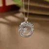 Yuebao Joias Prata Pura S999 Vintage Desgastado Zodiaco Dragão Moeda Pingente Dragão Auspicioso Estilo Chinês Pingente de Prata