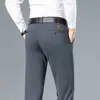 Calça Masculina Fina de Verão 2026 Calças de Negócios Elásticas Calças Sociais Masculinas Calças Casuais Bordado Masculino Preto