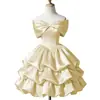 Vestido Curto Rosa de Ombro a Ombro para Noite para Mulheres, Adequado para Banquetes, Festas de Estudantes, Cerimônias de Debutantes, Festas de Socialites, Vestidos de Princesa, Reuniões Anuais e Eventos de Anfitriã