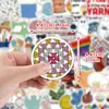 50 pegatinas de doodle tejidas y cosidas transfronterizas, pegatinas decorativas impermeables para botellas de agua, pegatinas tejidas de dibujos animados creativas