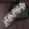 Tocado de novia con flores, tocado de cristal tejido a mano, tocado de boda con perlas coreanas, accesorios para el cabello de boda al por mayor