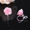 Pendientes de resina rosa tridimensionales de alta calidad, con diseño de nicho para niñas, a juego con todo, modernos y sencillos.