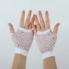 Guantes Cortos de Fiesta con Pedrería Cruzados Europeos y Americanos de Red con Agujeros para Verano Guantes de Malla Sexy para Mujer