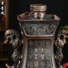 Botella de Vino Cerámica Antigua Shuanglongzun 2.5kg Tarro de Vino Vacío Tarro de Vino Sellado Gabinete de Vino de Bronce de Imitación Adornos